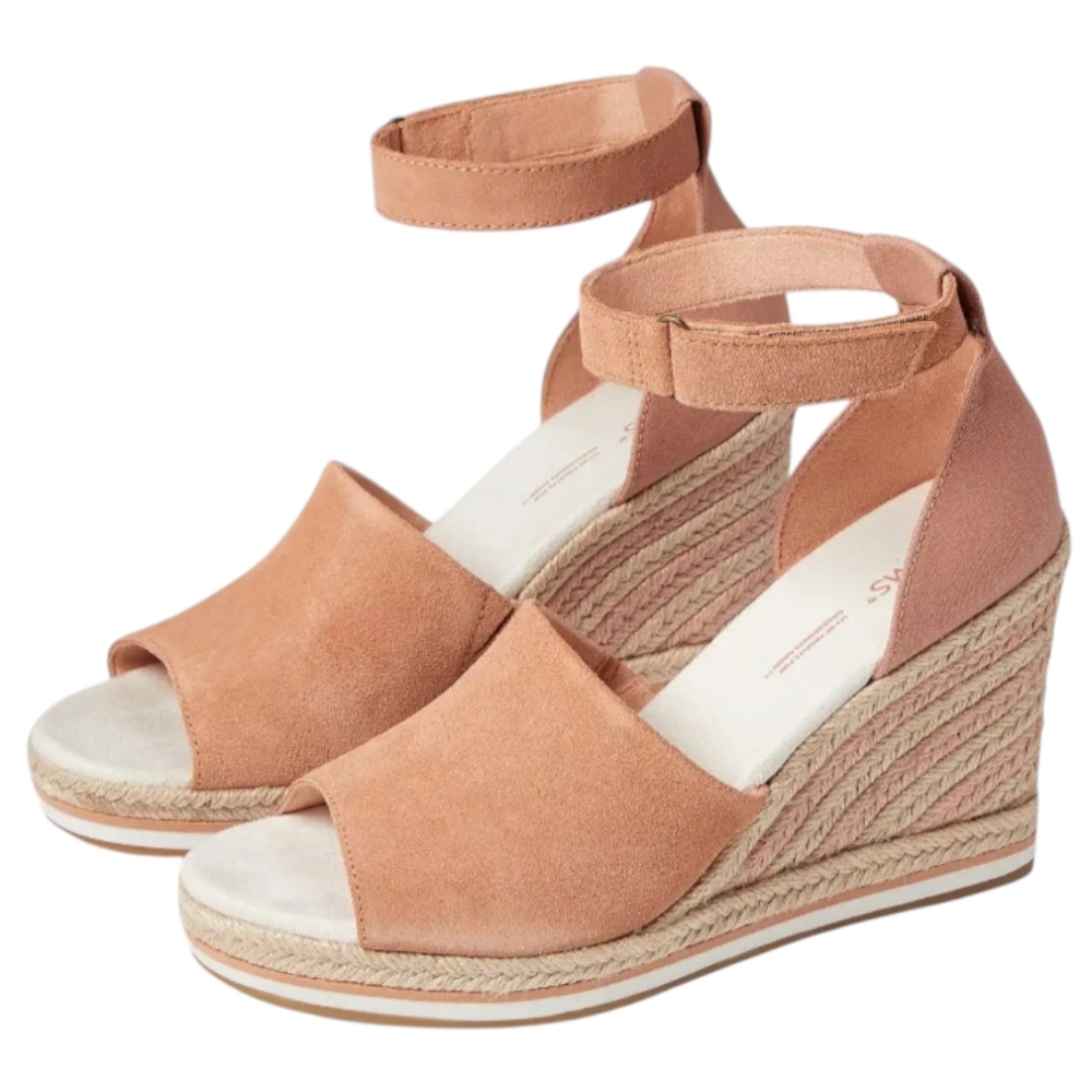 Tom's Marisol Sandal Wedges Sandy Beige Suede